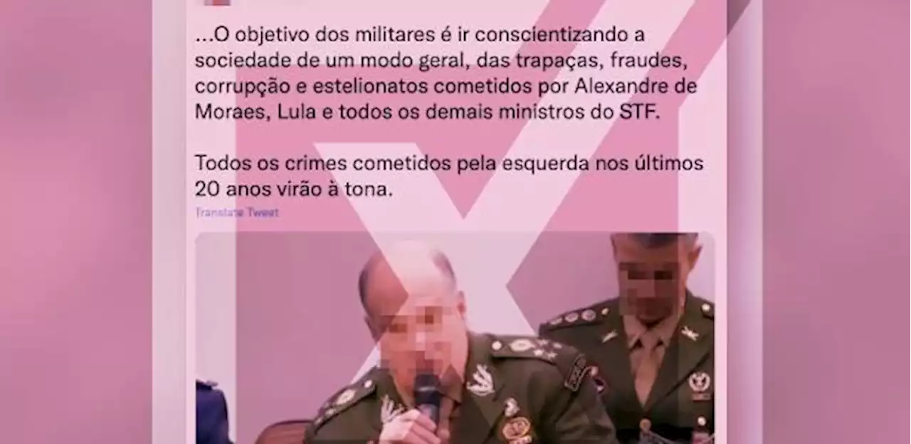 Vídeo inventa acusações de comandante do Exército contra Moraes