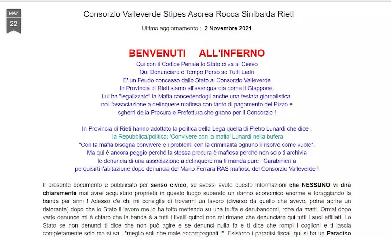 Roma, sparatoria Fidene: in un blog la rabbia di Campiti contro il Consorzio