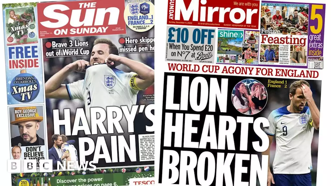 Newspaper headlines: 'Lion hearts broken' after England World Cup loss