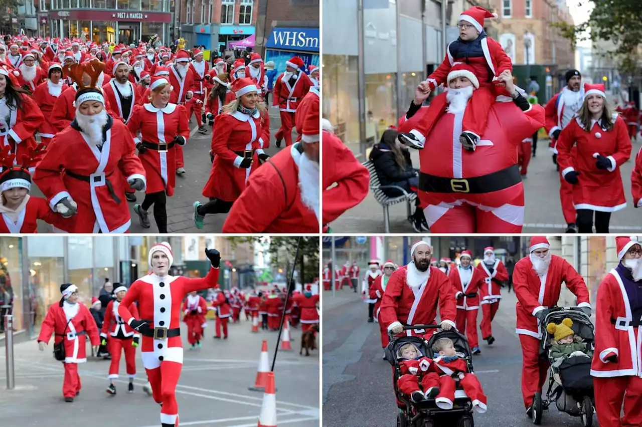 13 of the best pictures as 500 people race through Leeds city centre dressed as Santa