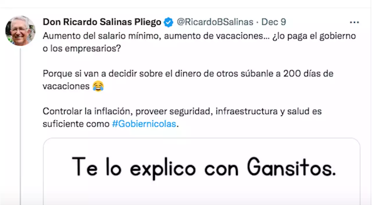 Aumenta Salario Mínimo y Ricardo Salinas lo explica con Gansitos