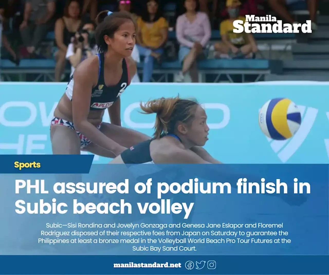 PHL assured of podium finish in Subic beach volley