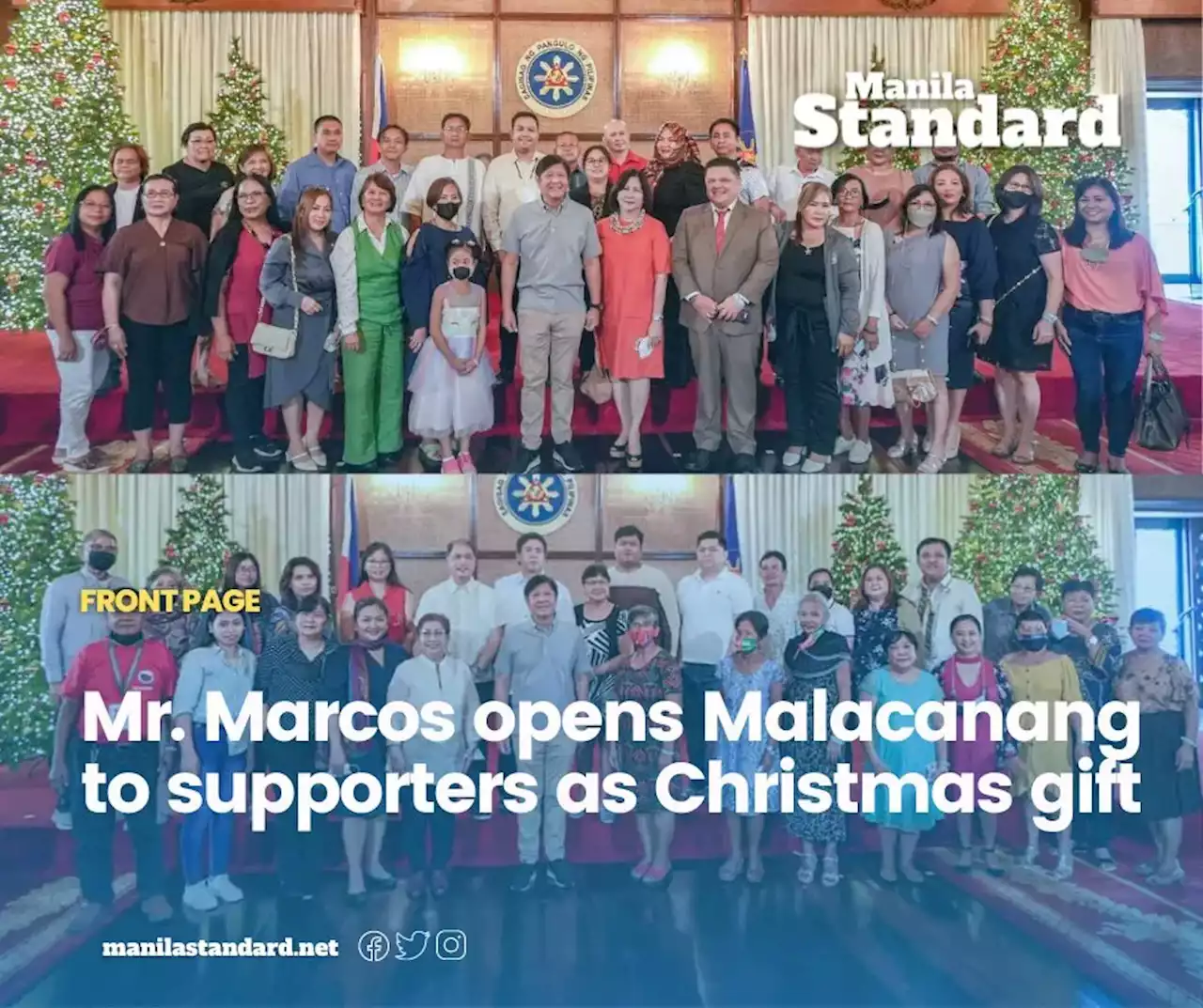 Mr. Marcos opens Malacanang to supporters as Christmas gift