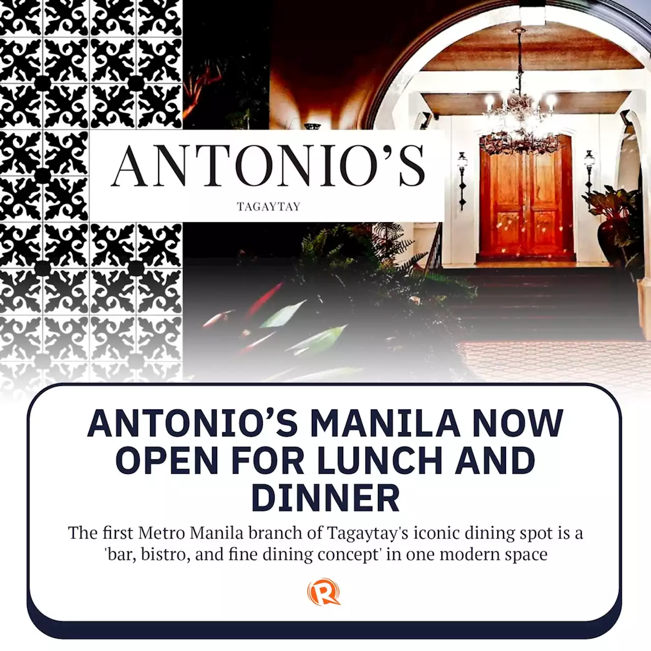 Antonio's Manila now open for lunch and dinner