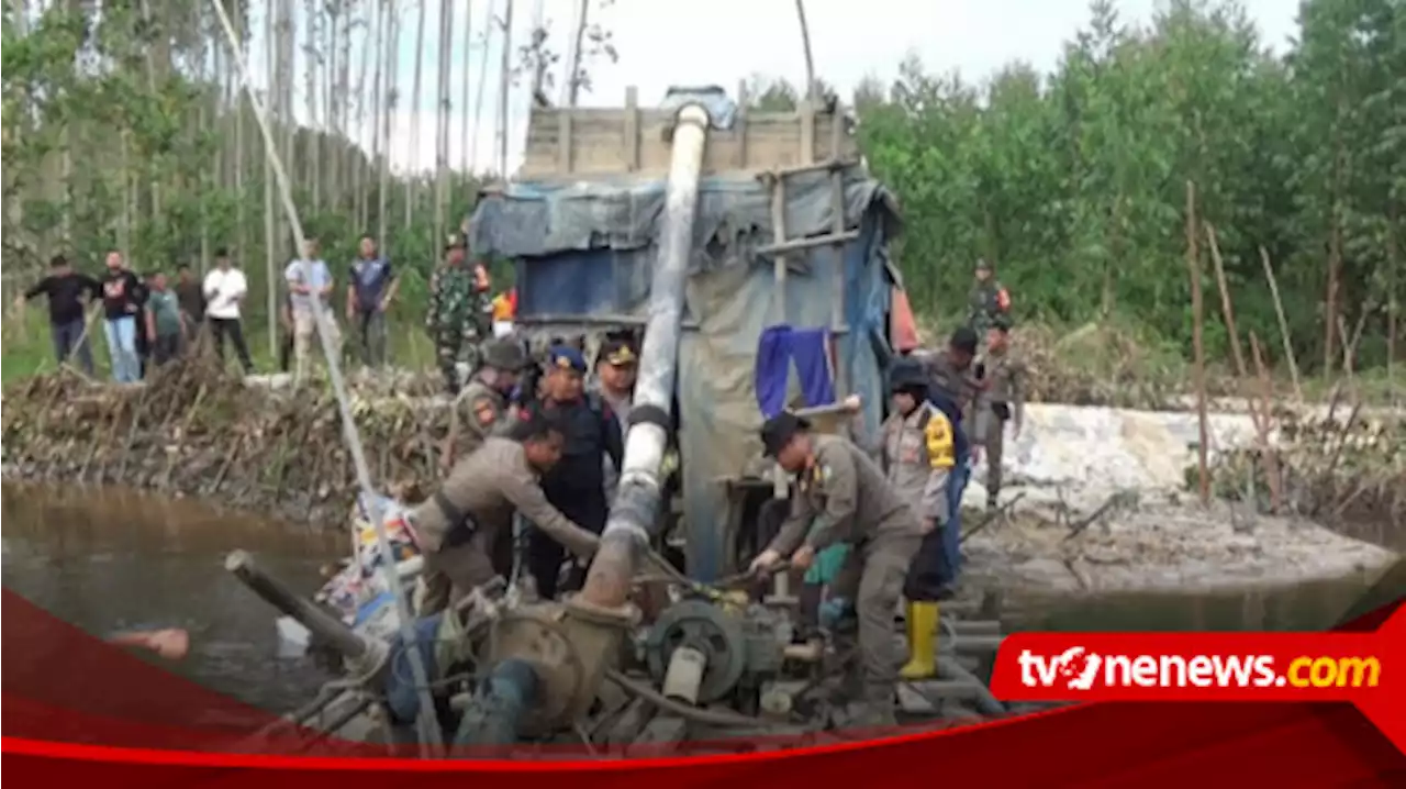 Tim Gabungan Gerebek Lokasi Tambang Emas Ilegal Terbesar di Tebo, Puluhan Dompeng Ditenggelamkan