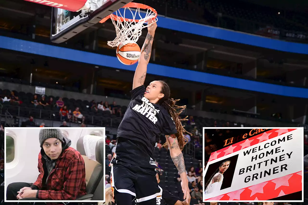 Brittney Griner celebrates return to US with long-overdue slam dunk