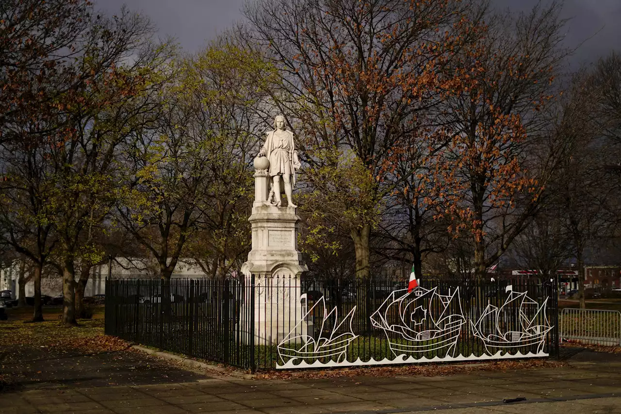 Crews remove box covering Columbus statue in Philadelphia