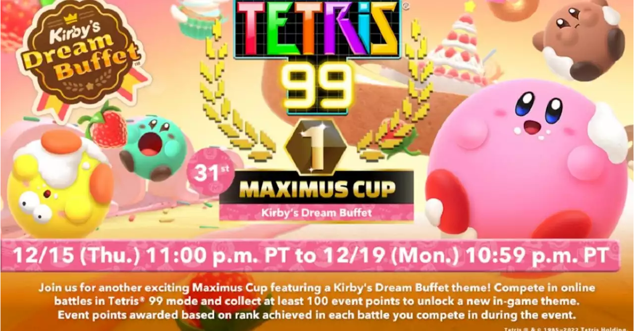 Tetris 99 Announced Tetris 99 Maximum Cup With Kirby's Dream Buffet