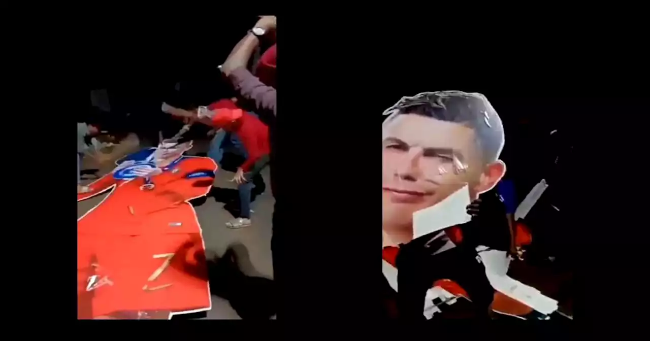 ¡Pero qué acabo de ver! Personas le dieron una paliza a imagen de Cristiano Ronaldo (VIDEO)