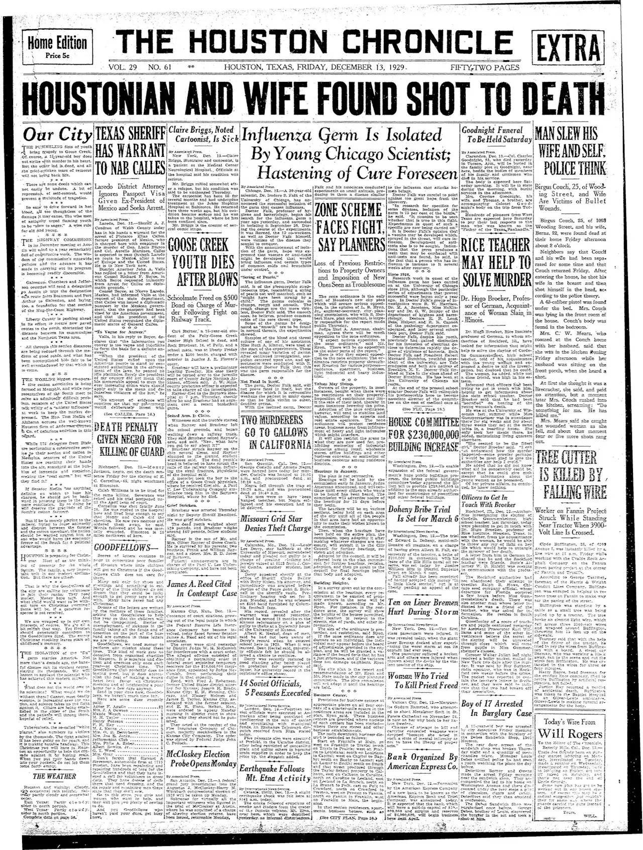 This day in Houston history, Dec. 13, 1929: A murder-suicide and a fight turns deadly