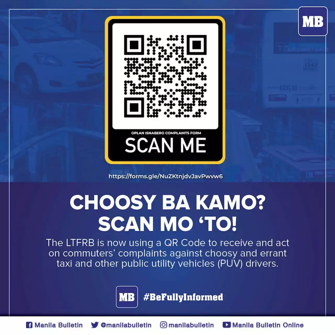 LTFRB uses QR code to receive, act vs choosy, errant PUV drivers