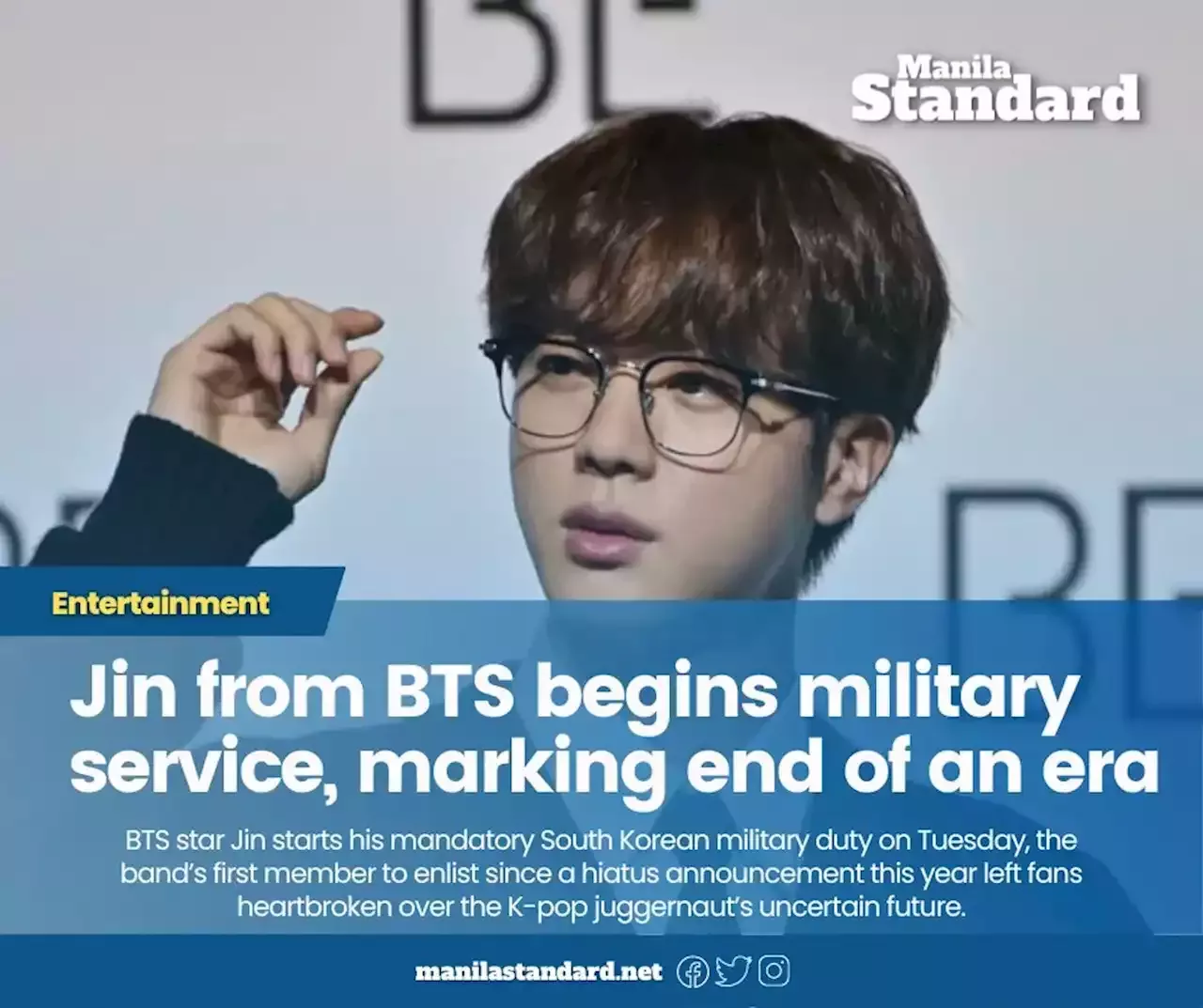 Jin from BTS begins military service, marking end of an era