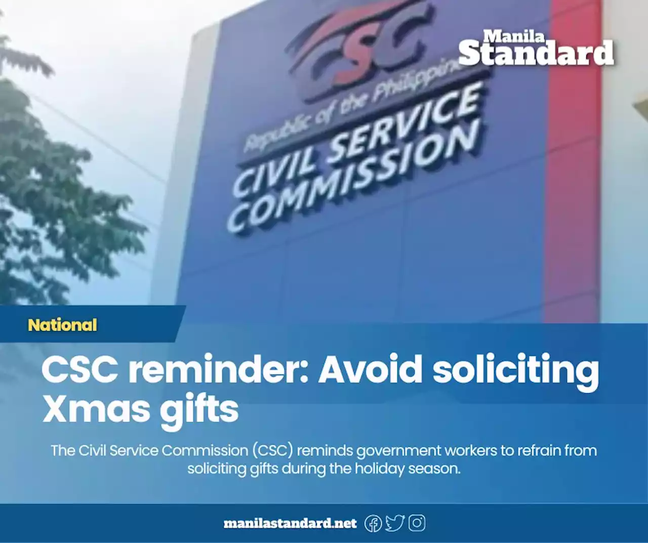 CSC reminder: Avoid soliciting Xmas gifts