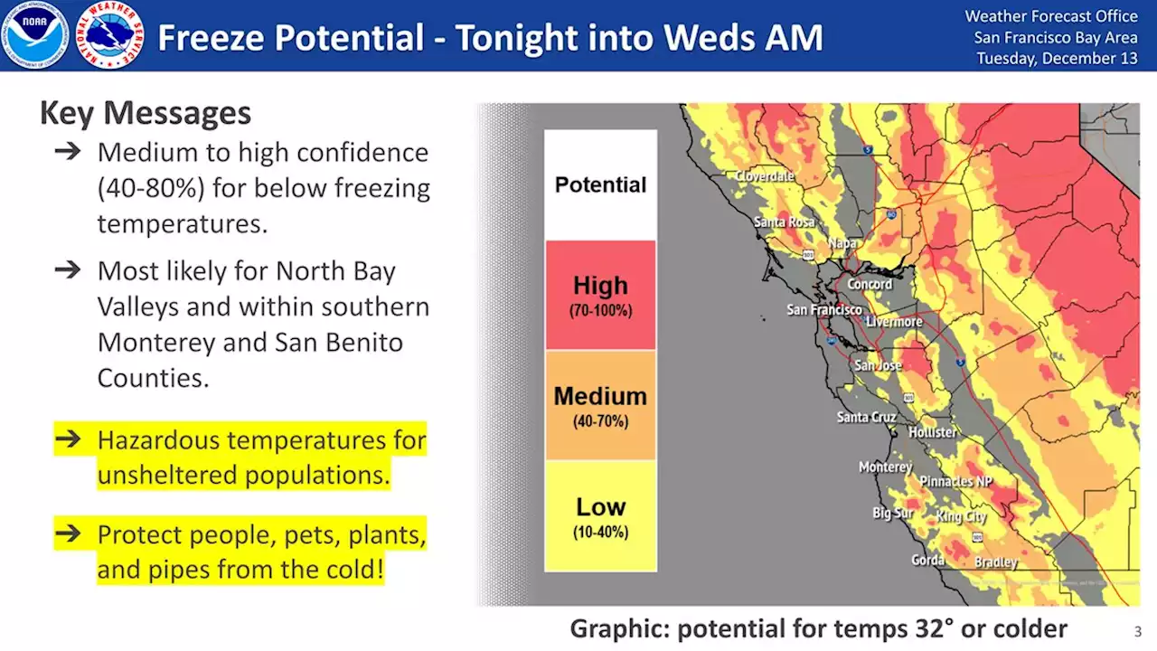 Freeze Warning Issued for North Bay; Freeze Watch for Rest of Bay Area