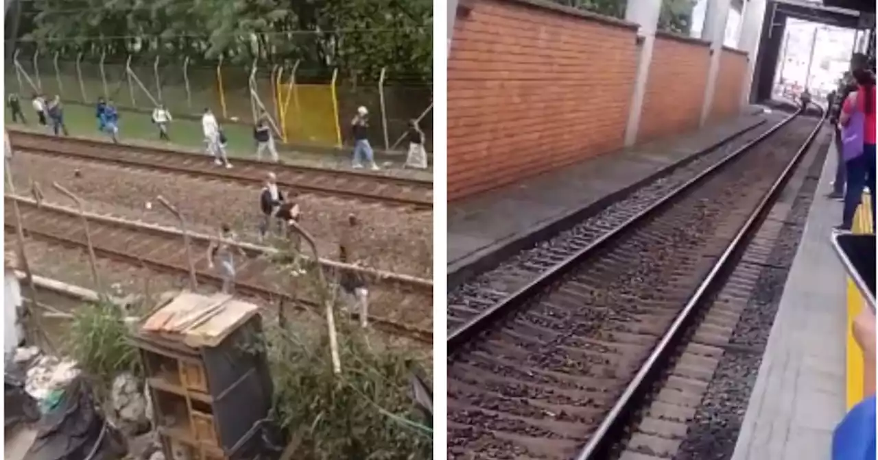 Por fallas en el metro de Medellín, pasajeros se bajaron a caminar por los rieles