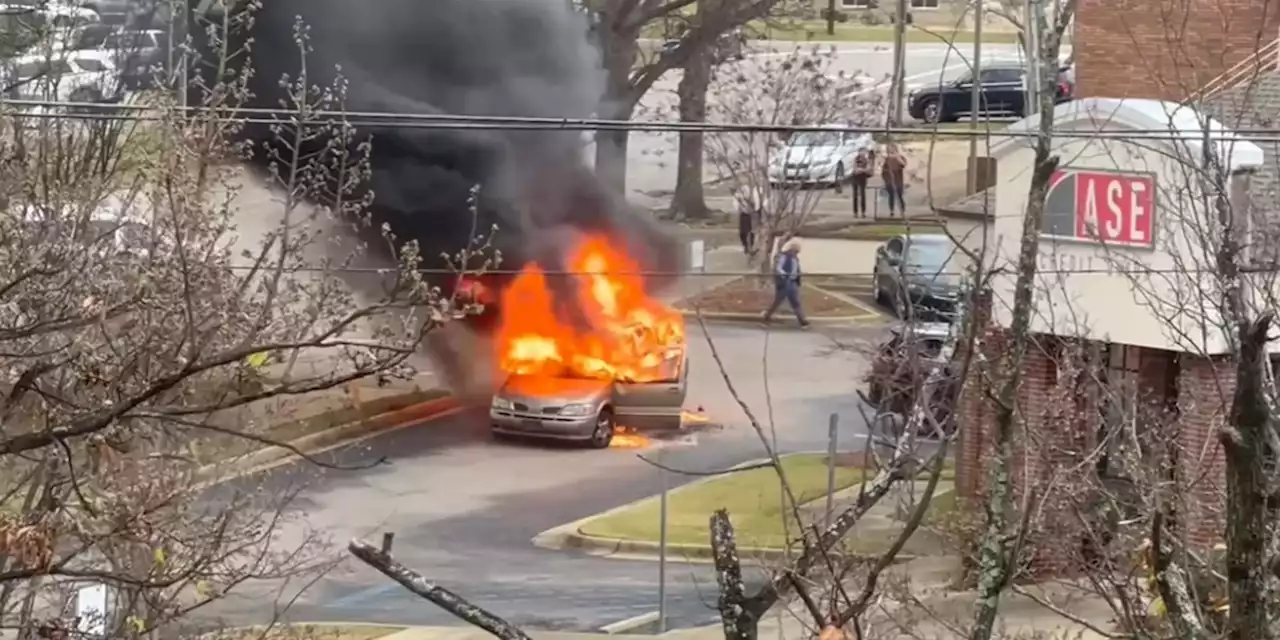 Van burns outside downtown Montgomery credit union