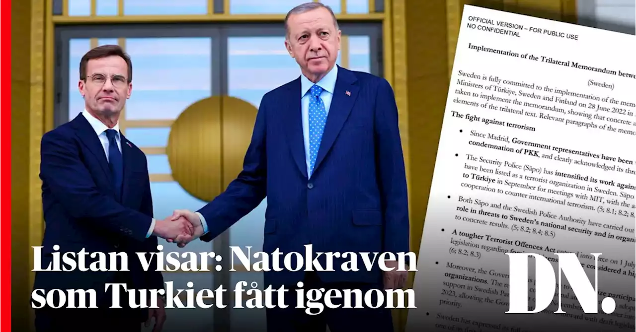 Natoförhandlarens okända lista: Så har Sverige gått Turkiet till mötes