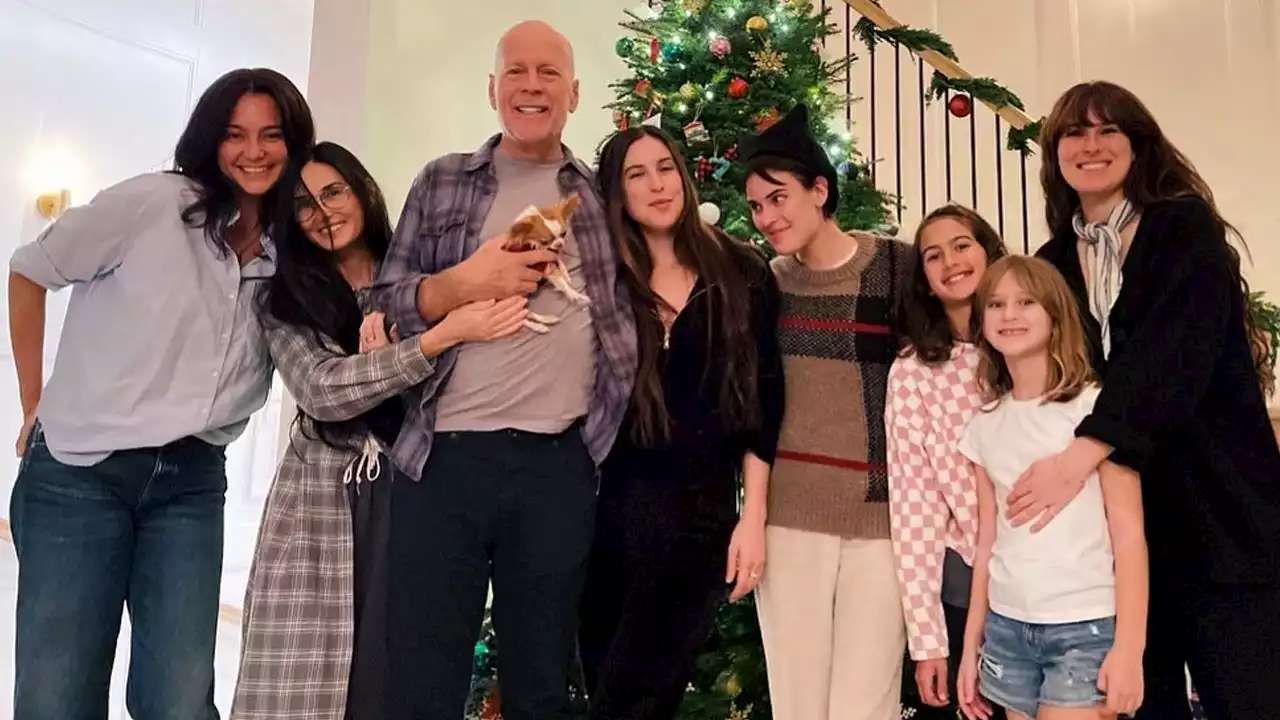 Bruce Willis Poses With Ex Demi Moore, Wife Emma for Holiday Photos