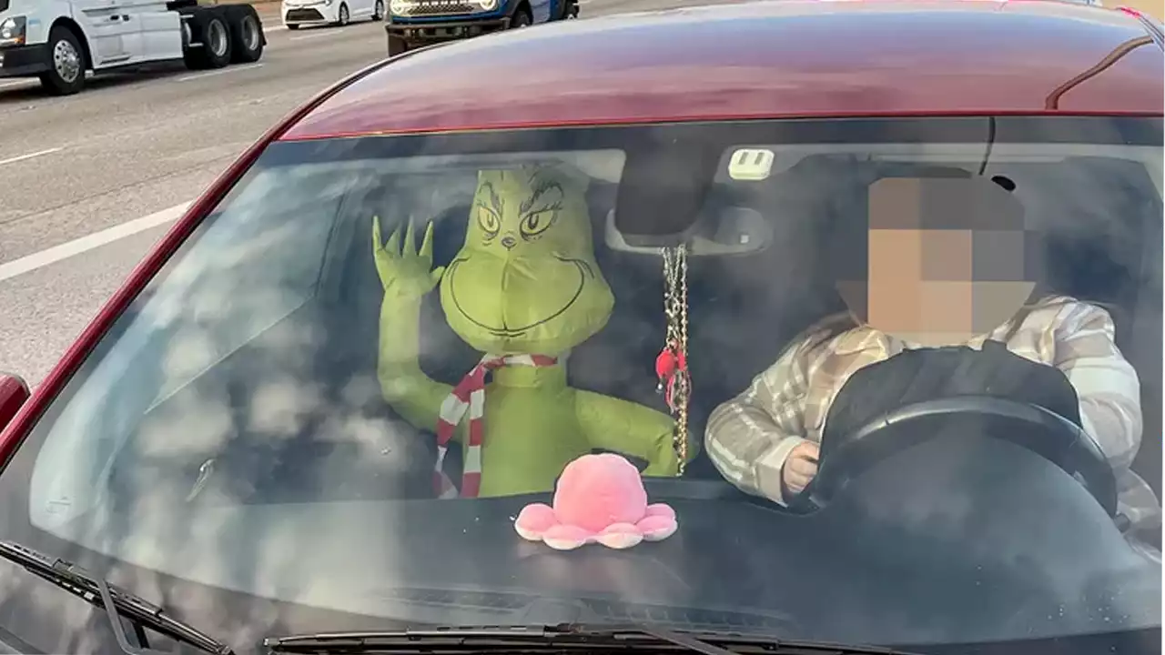 Arizona police pull over, cite driver with 'Seusspicious-looking' inflatable Grinch passenger in HOV lane