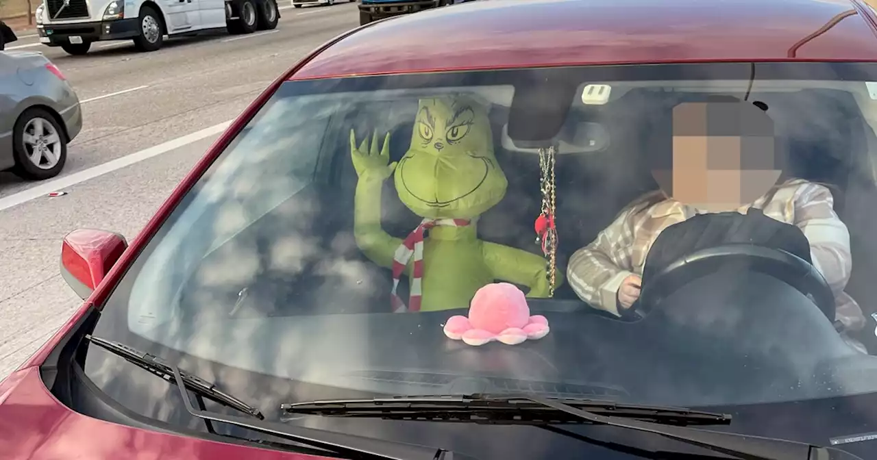 Person cited for driving in HOV lane with inflatable Grinch