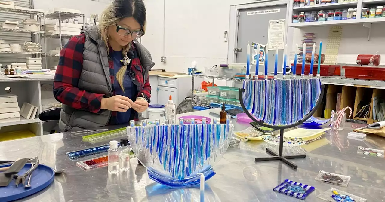 The making of a menorah for Hanukkah at Sonoran Glass School