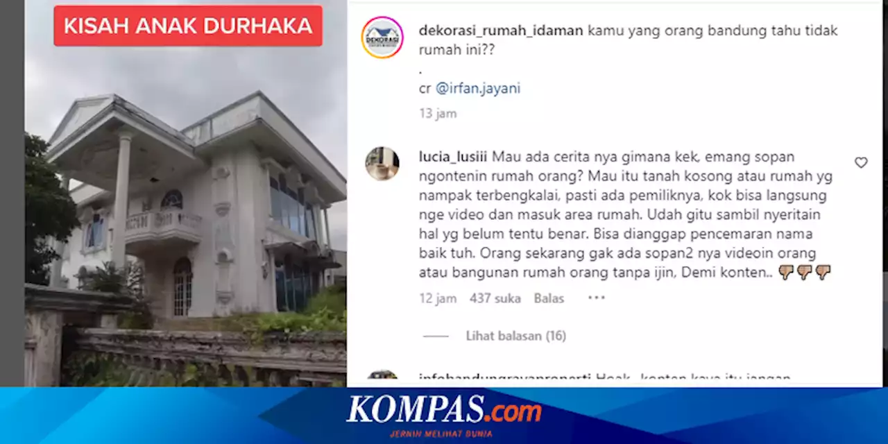 Viral, Unggahan Rumah Mewah di Bandung Terbengkalai Disebut karena Pemiliknya Durhaka, Benarkah?