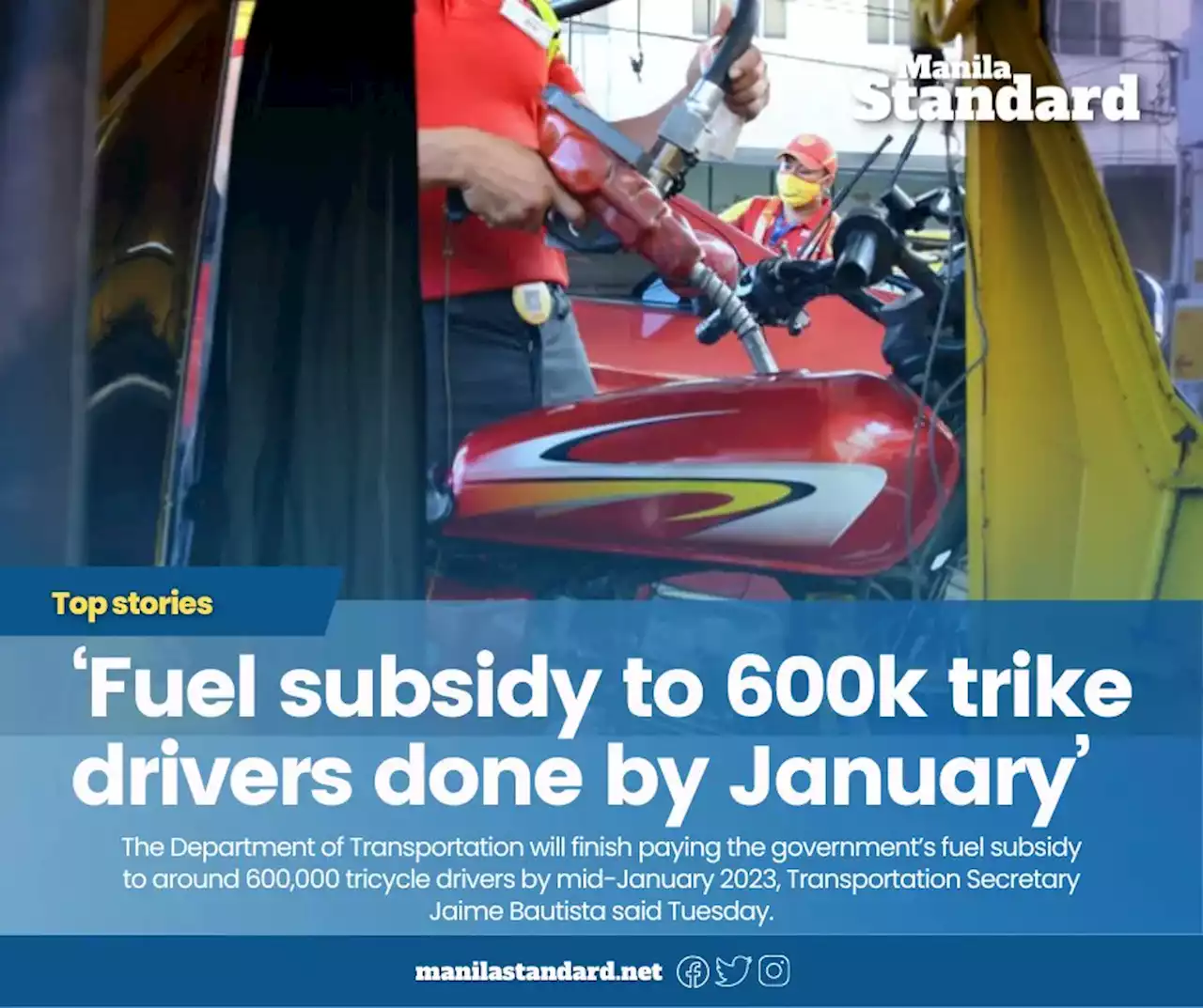 ‘Fuel subsidy to 600k trike drivers done by January’