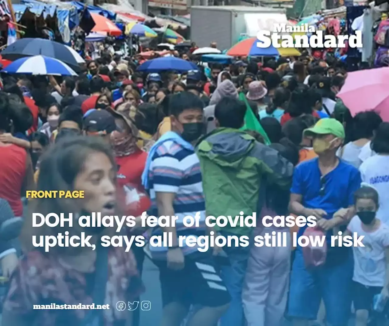 DOH allays fear of covid cases uptick, says all regions still low risk