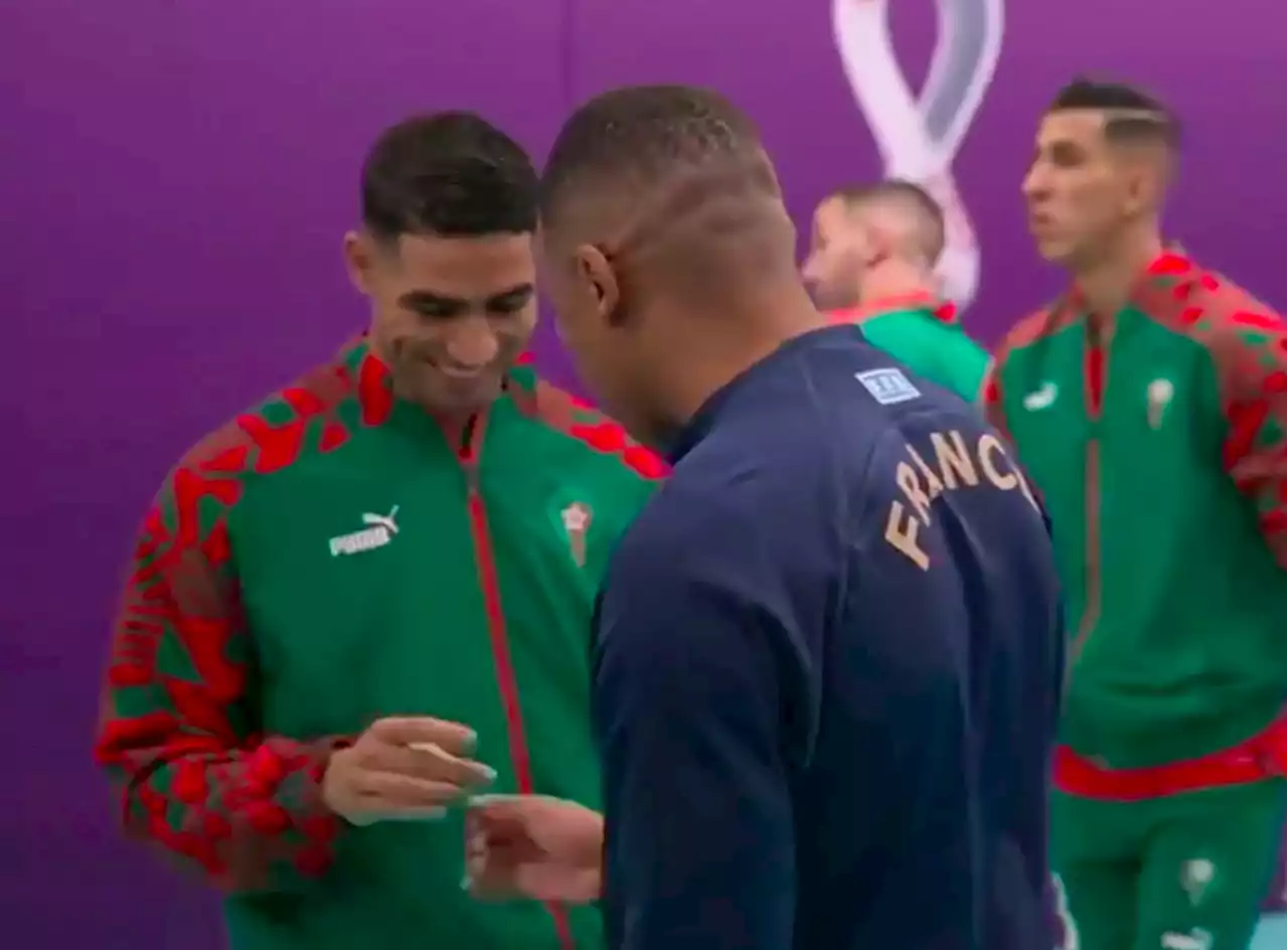 Mbappe and Hakimi show off special handshake ahead of World Cup semi-final clash