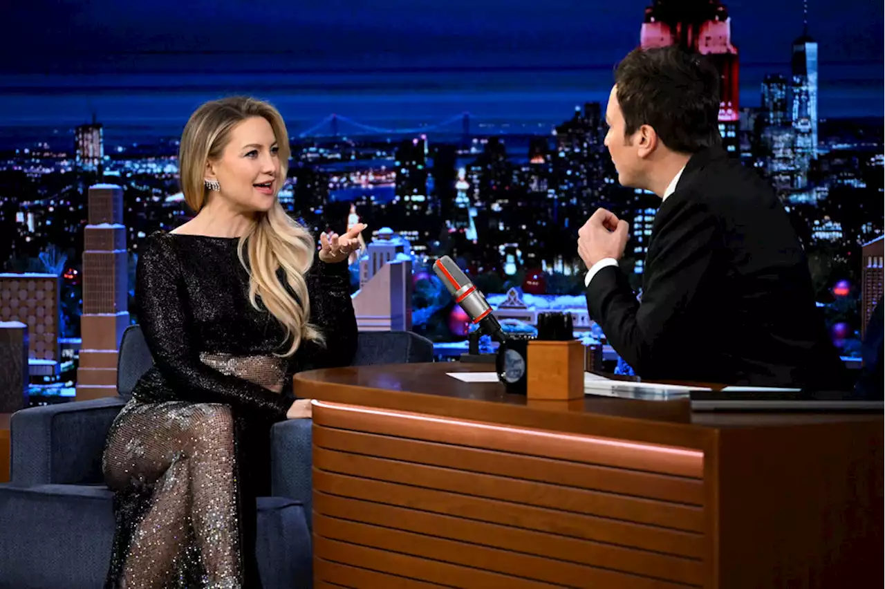 Kate Hudson Sparkles in Black Chrome Hearts Outfit on ‘The Tonight Show Starring Jimmy Fallon’