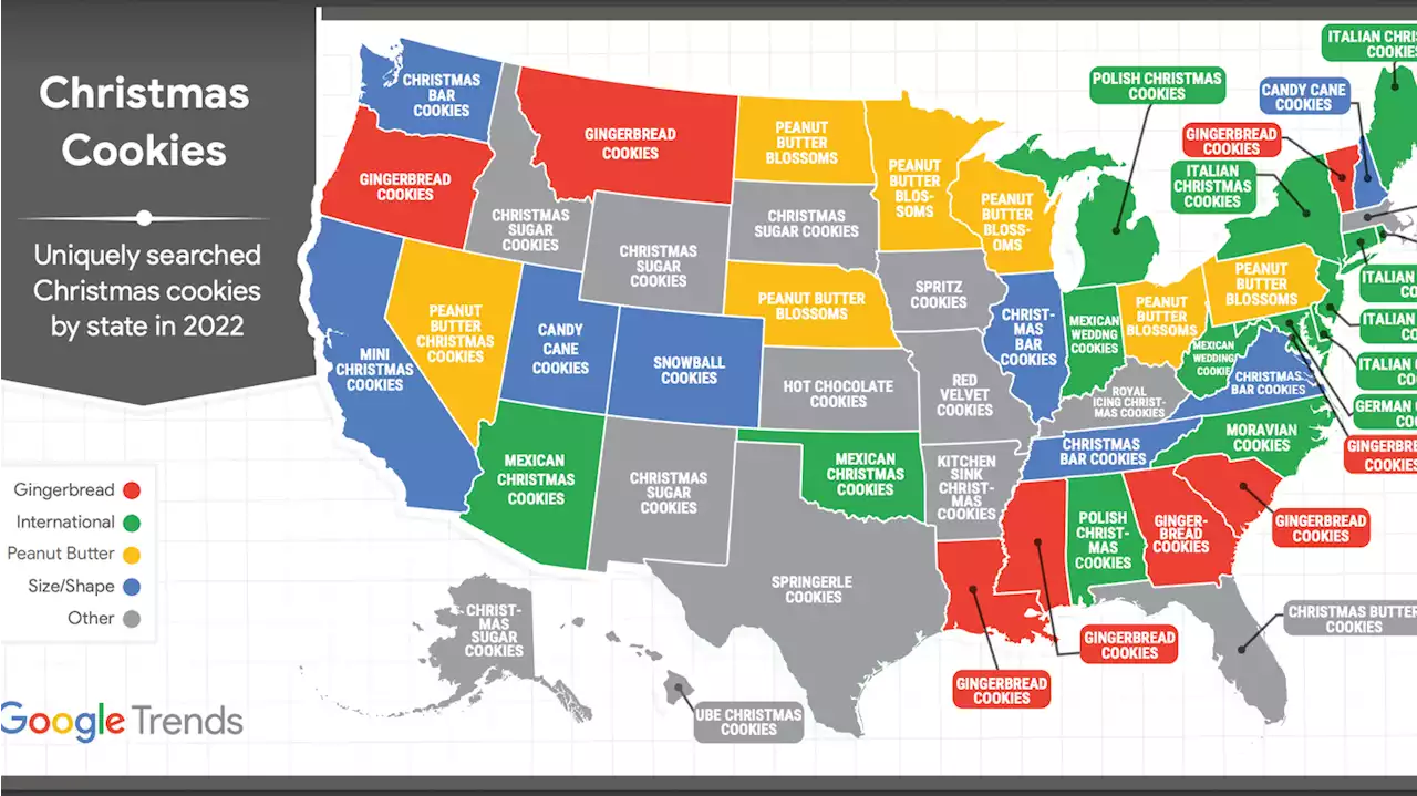 Google Trends releases each state's most searched for Christmas cookie