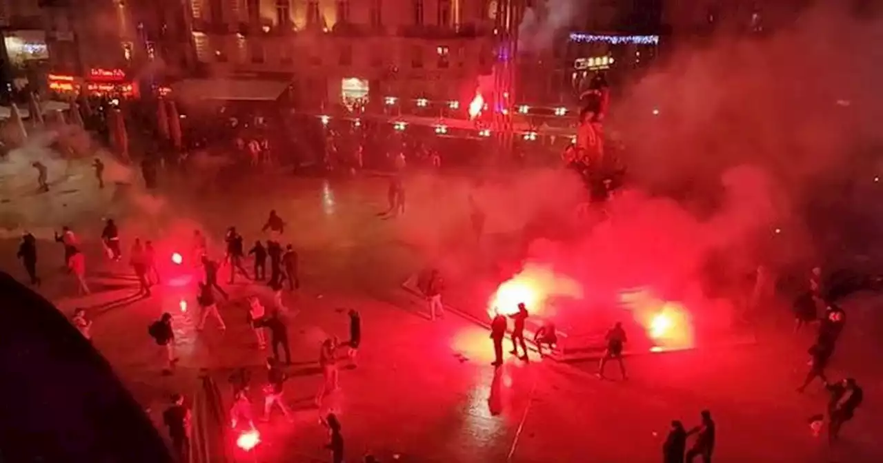 France and Morocco fans throw fireworks in violent brawl as riot police on scene