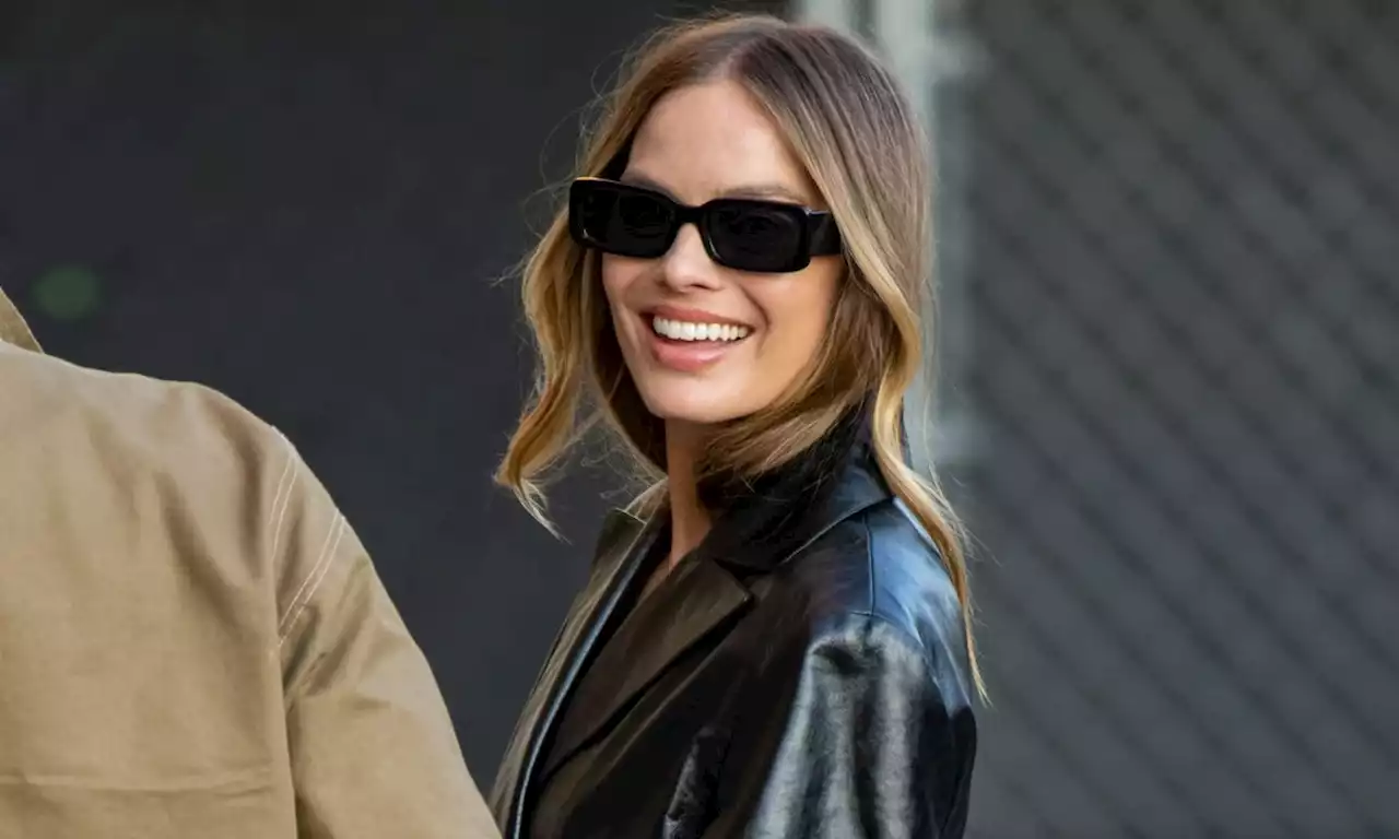 Margot Robbie’s foolproof look proves why you need a black leather coat