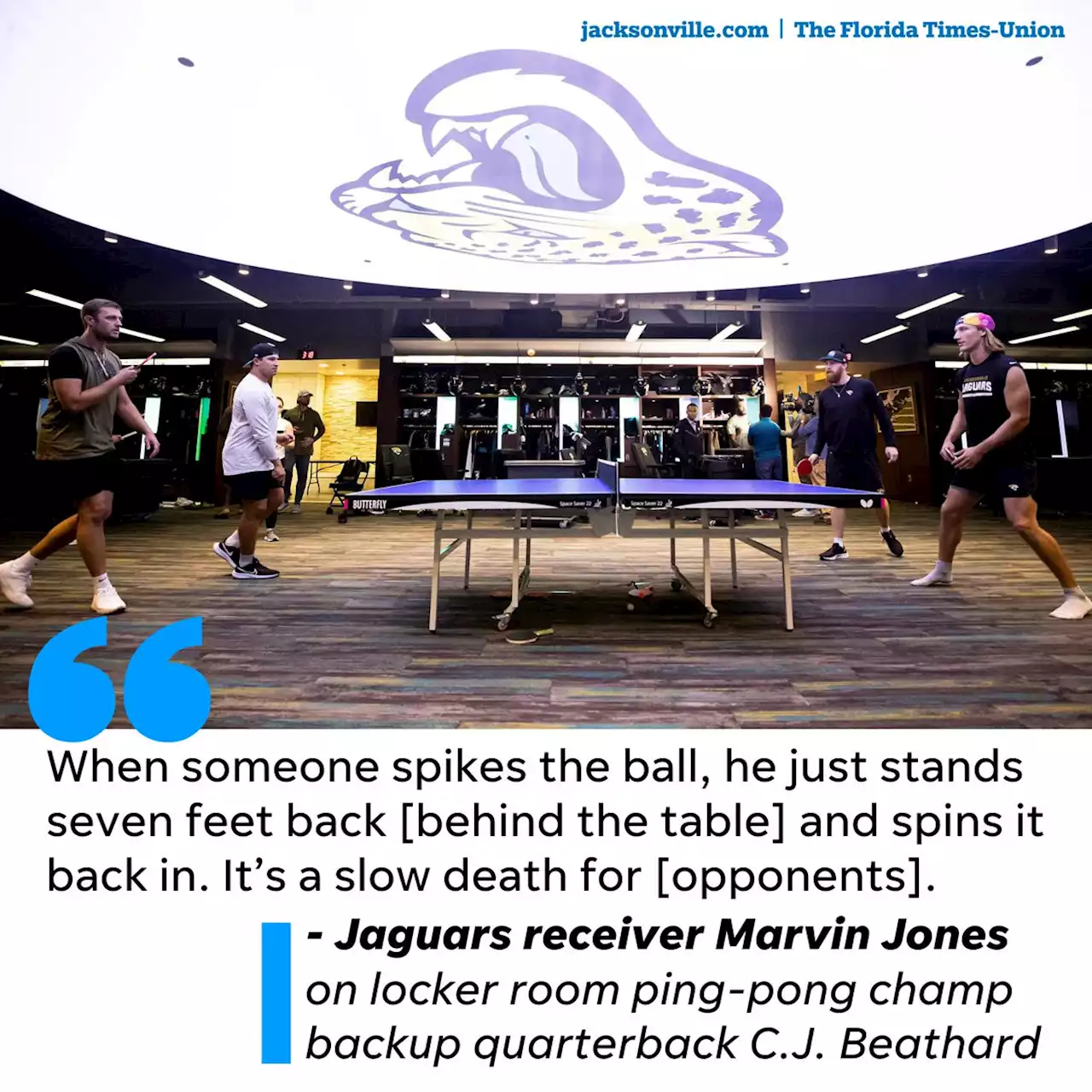 Jaguars find competitive locker room ping-pong builds team bonding, but who is the best?