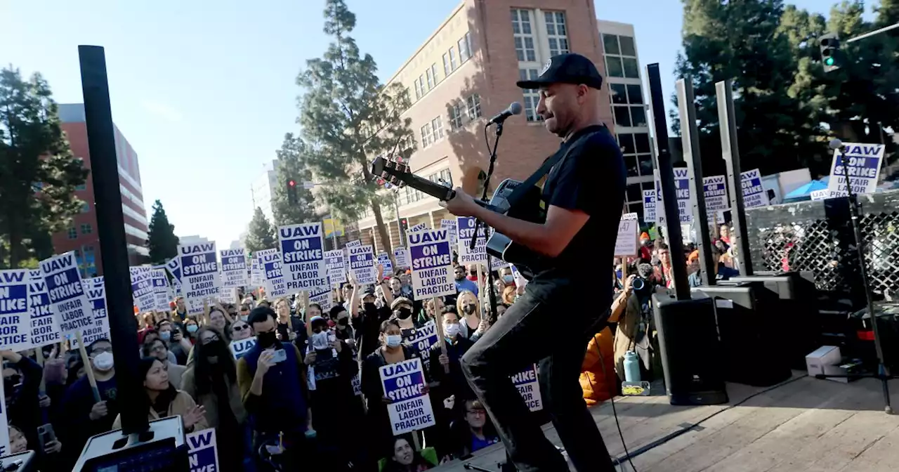 UC strike drags into 5th week as picketers yell 'Shut it down' near regents meeting at UCLA