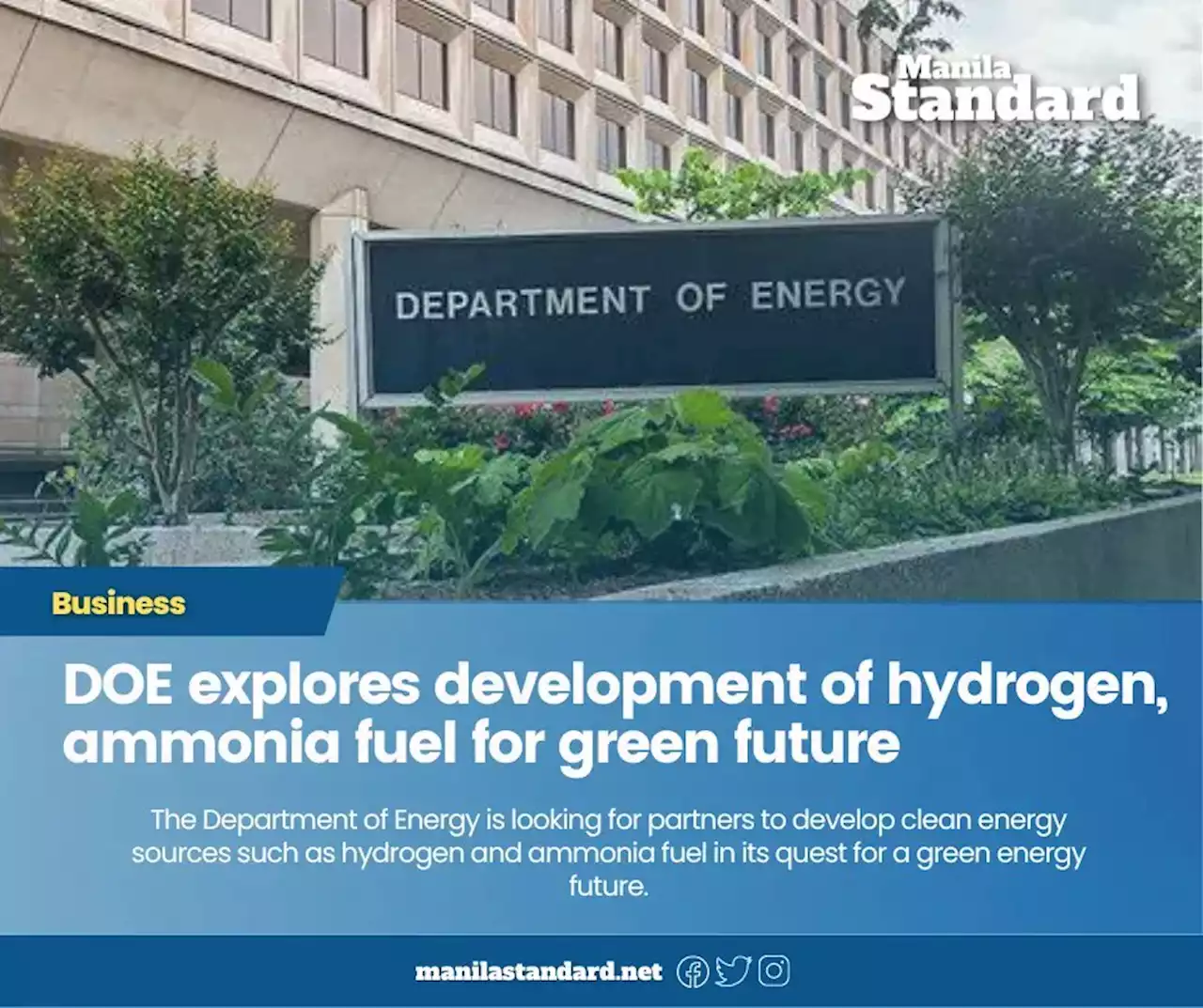 DOE explores development of hydrogen, ammonia fuel for green future