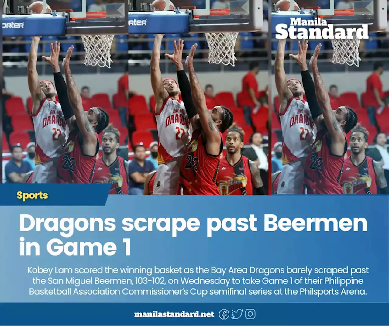 Dragons scrape past Beermen in Game 1