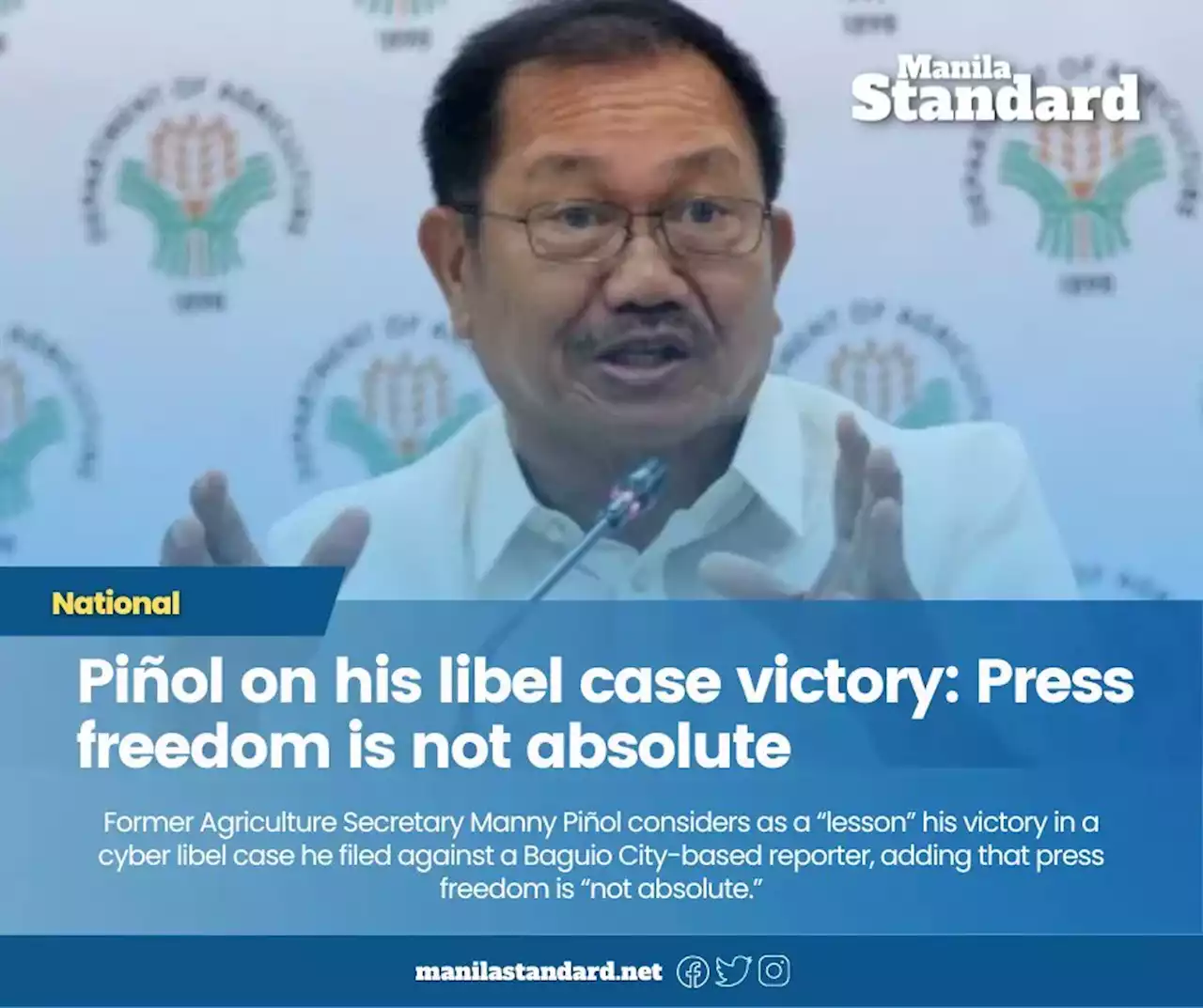 Piñol on his libel case victory: Press freedom is not absolute