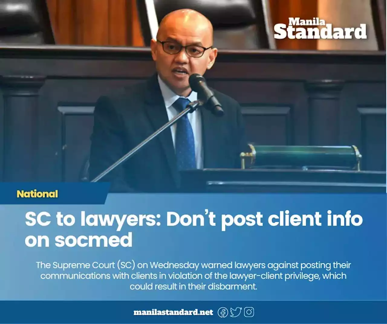 SC to lawyers: Don’t post client info on socmed
