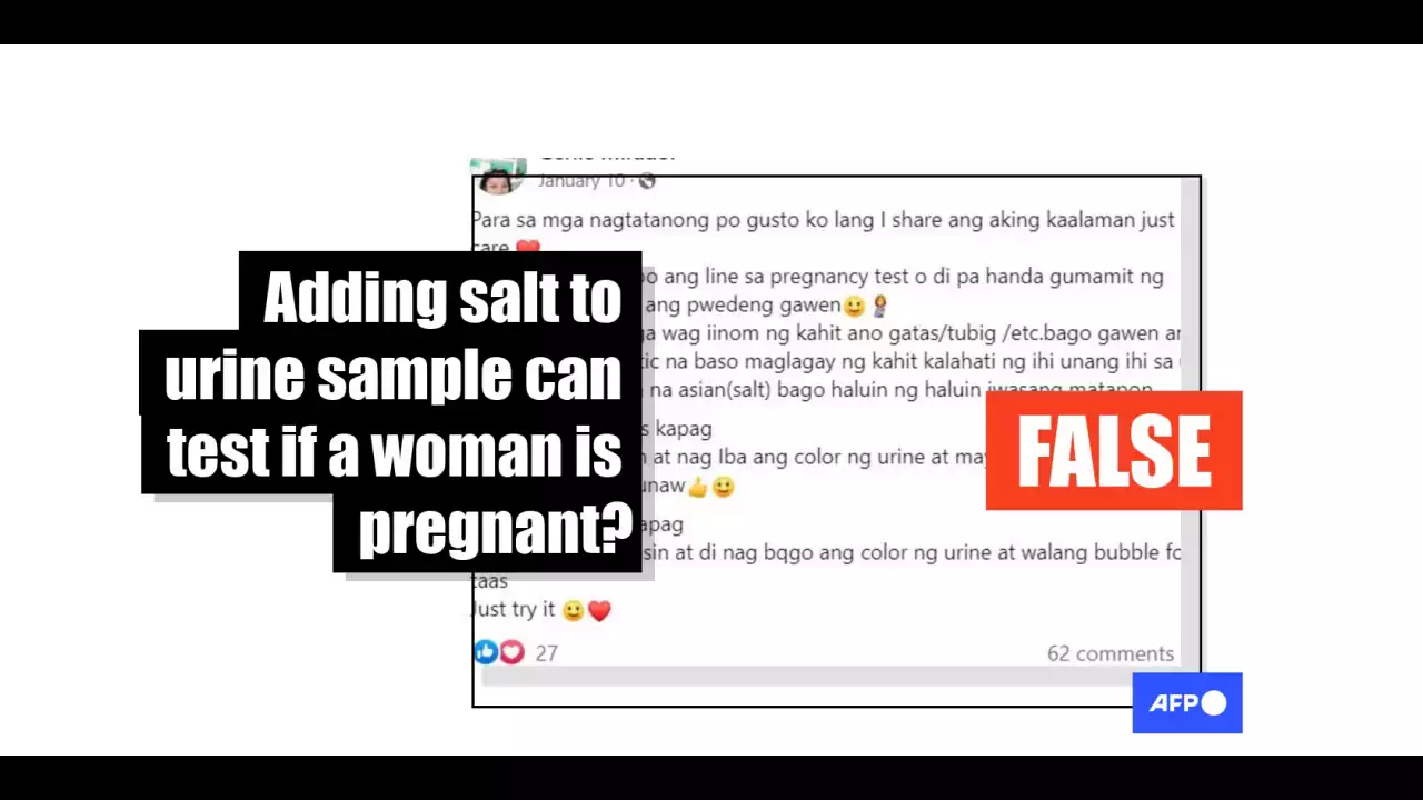 Online posts promote bogus 'home pregnancy test using urine and salt'