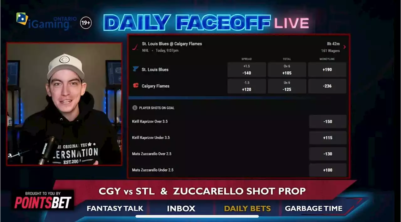 PointsBet Daily Bets: Flames/Blues Puckline & Zuccarello shot prop - Daily Faceoff