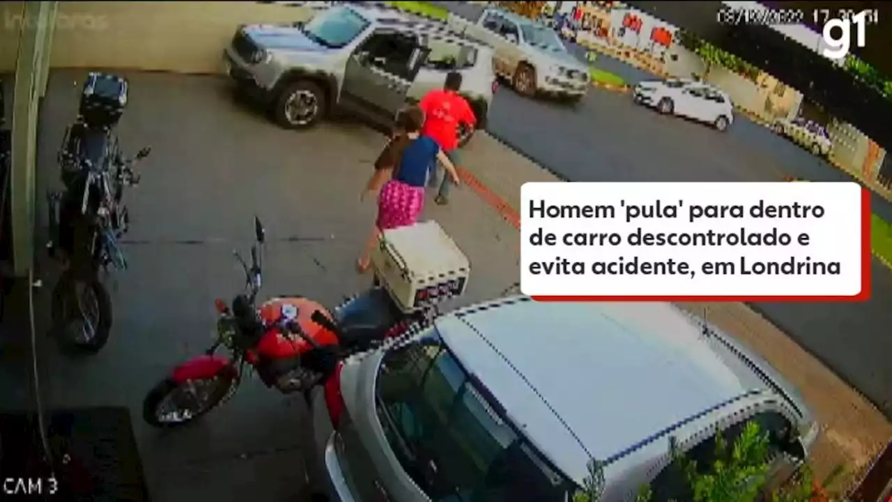 Sem freios: homem 'pula' em carro desgovernado com filho dentro e evita acidente no Paraná; VÍDEO