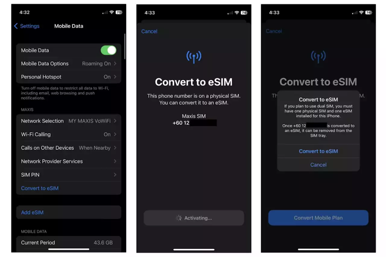 iPhone Users On Maxis Can Now Convert Physical SIM to eSIM Directly On Their Device