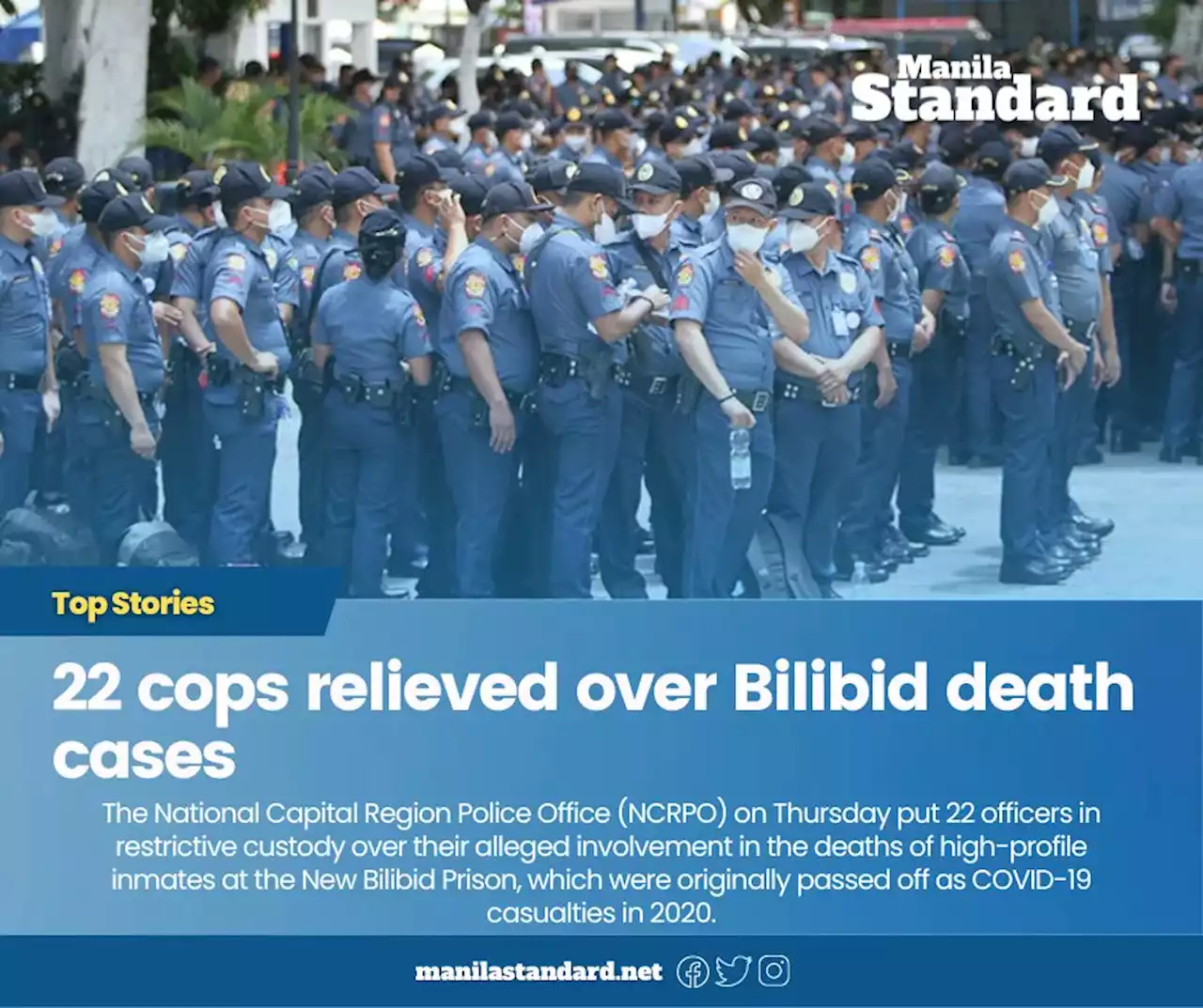 22 cops relieved over Bilibid death cases