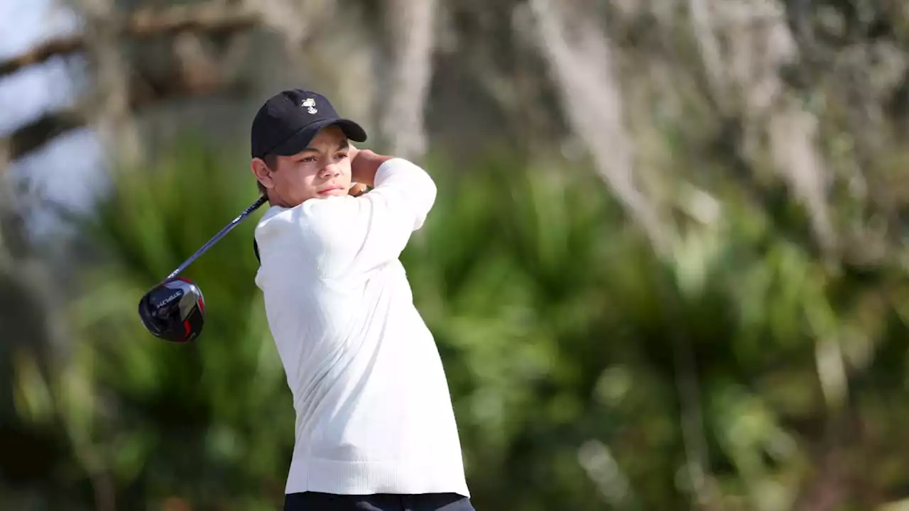 Charlie Woods rolled his ankle warming up for Friday's round at the PNC Championship