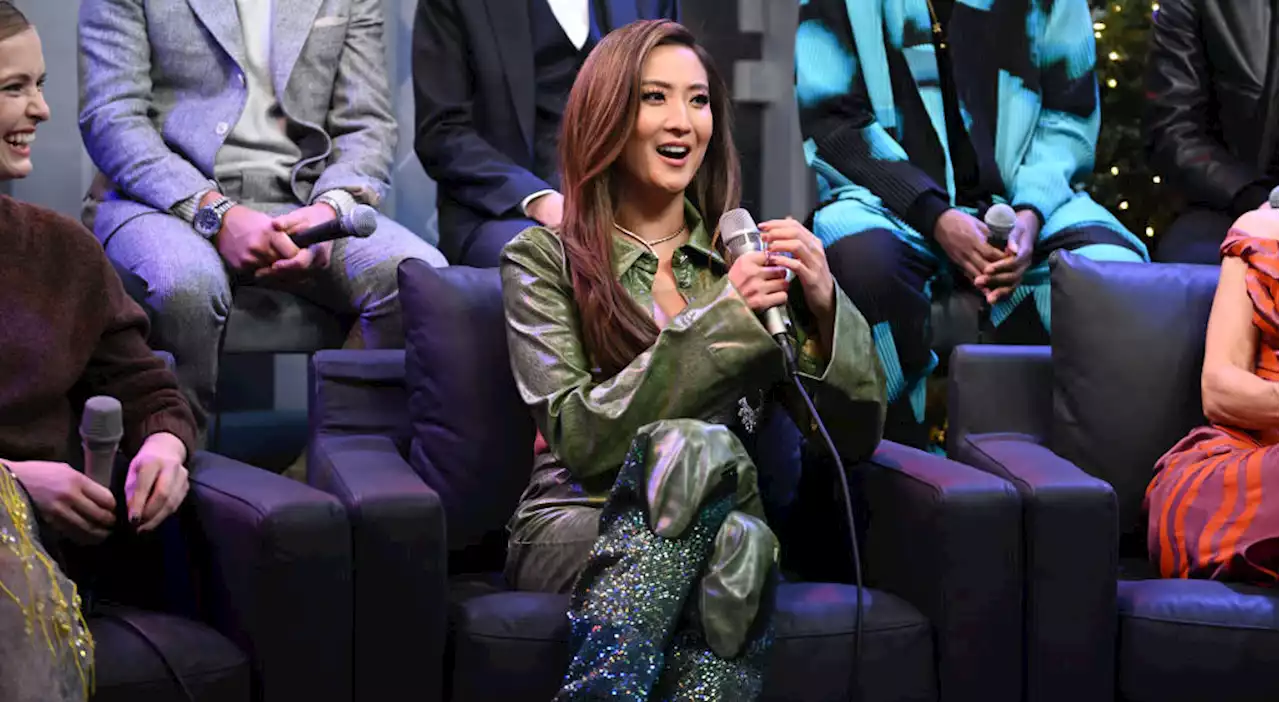 Ashley Park Goes Green in Crocodile-embossed Pants at SiriusXM’s Town Hall