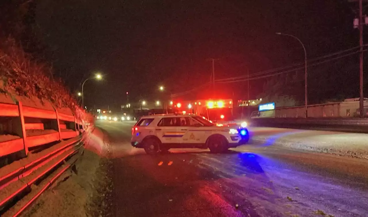 Hit and run leaves pregnant pedestrian injured on Highway 97 at Noranda Road