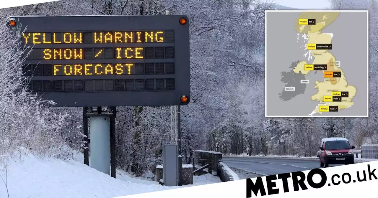 Snow, ice and rain to batter UK before temperatures jump by 15°C