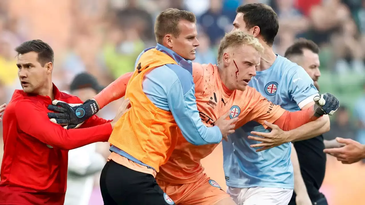 Goalkeeper hospitalised after ‘ugly behaviour’ from fans during A-League derby