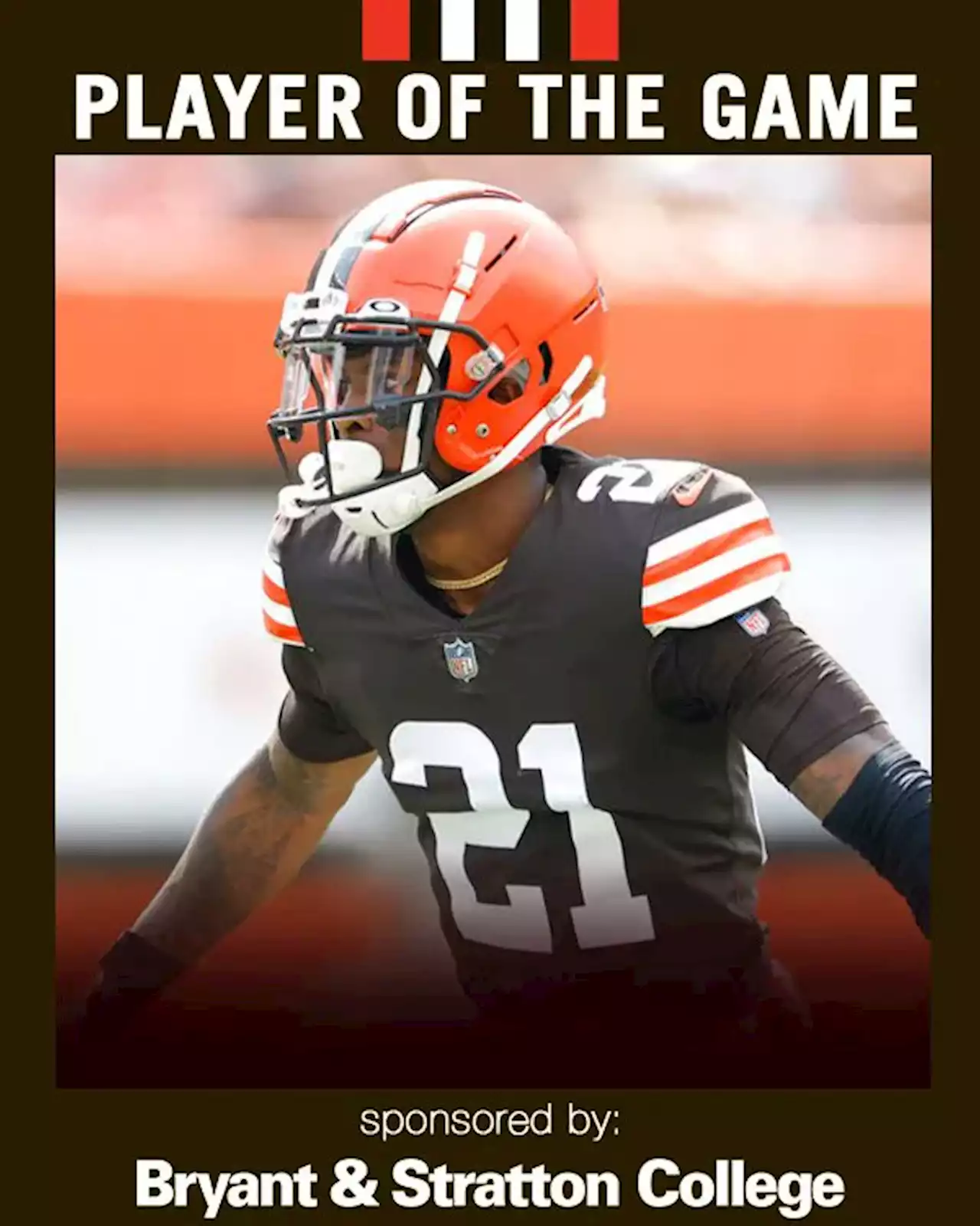 Browns cornerback Denzel Ward is is the Bryant & Stratton College Player of the Game vs Ravens